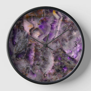 Abstract purple Amethyst Quartz, purple granite Clock