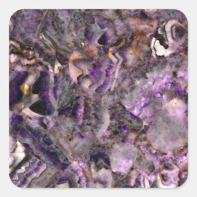 Abstract purple Amethyst Quartz, purple granite Square Sticker (Front)