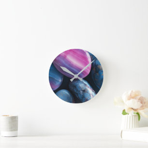 Abstract Purple and Blue Agate Marble Wall Clock