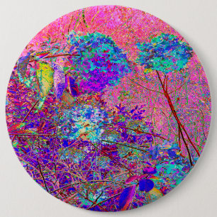 Abstract Purple and Blue Hydrangea with Magenta 6 Cm Round Badge