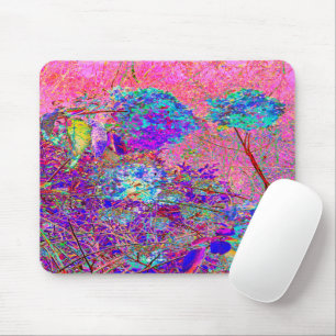 Abstract Purple and Blue Hydrangea with Magenta Mouse Mat