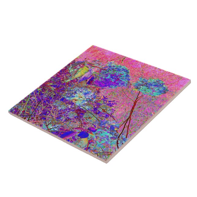 Abstract Purple and Blue Hydrangea with Magenta Tile (Side)