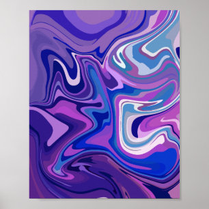 Abstract Purple and Blue Swirl Design Poster