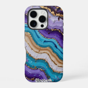 Abstract Purple and Blue Topography iPhone 16 Pro Case