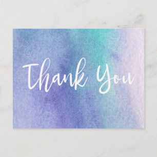 Abstract Purple and Blue Watercolor Thank You Postcard