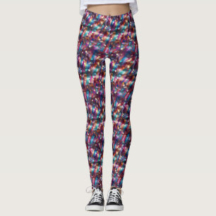 Abstract Purple And Gold Disco Glittery Pattern Leggings