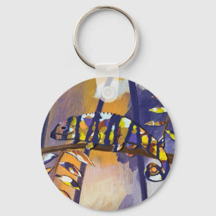 Abstract Purple and Orange Chameleon Keychains