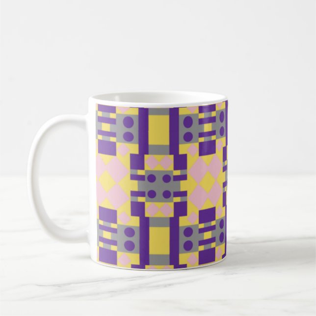 Abstract Purple and Pastel Pattern with Geometry Coffee Mug (Left)