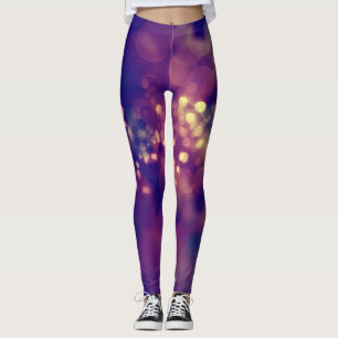Abstract Purple and Pink Bokeh Patterned Leggings