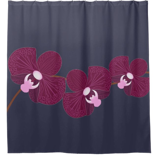 Abstract Purple and Pink Orchids Custom Shower Curtain (Front)