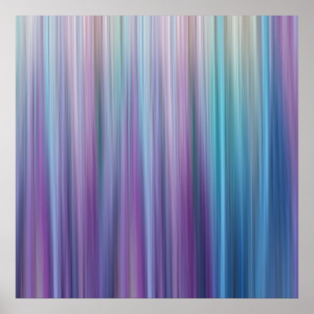 Abstract Purple and Teal Gradient Stripes Pattern Poster (Front)