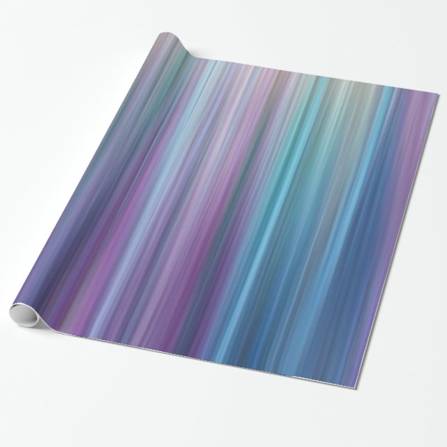Abstract Purple and Teal Gradient Stripes Pattern Wrapping Paper (Unrolled)
