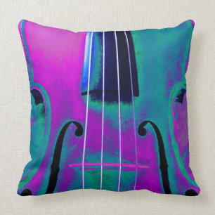 Abstract Purple and Teal Violin Cushion