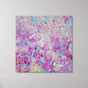 Abstract Purple Aqua and Pink Coneflower Garden Canvas Print