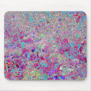 Abstract Purple Aqua and Pink Coneflower Garden Mouse Mat