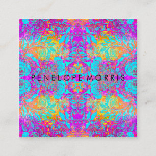 Abstract Purple Aqua Orange Beauty Stylist Square Business Card
