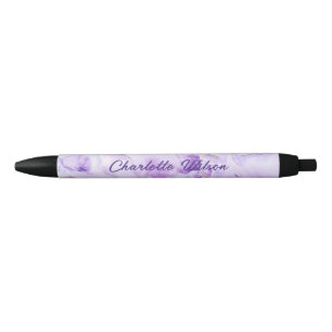 Abstract Purple Art Script Name Monogram Black Ink Pen