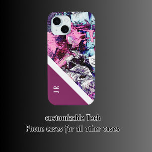 abstract purple + berry  tone chic cool marble iPhone 15 case