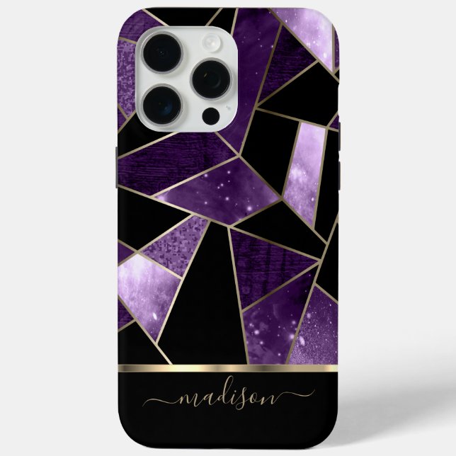 Abstract Purple, Black and Gold Design   Case-Mate iPhone Case (Back)