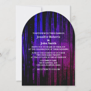 Abstract Purple Black Blue Artsy Elegant Wedding Invitation
