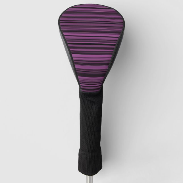 Abstract Purple Black Stripes Golf Head Cover (Front)