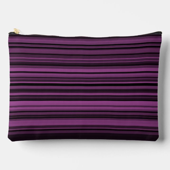 Abstract Purple Black Stripes Large Accessory Pouch (Front)