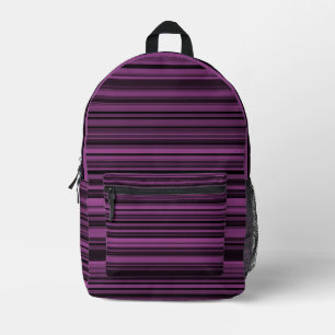 Abstract Purple Black Stripes Printed Backpack