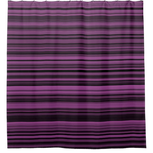Abstract Purple Black Stripes Shower Curtain (Front)