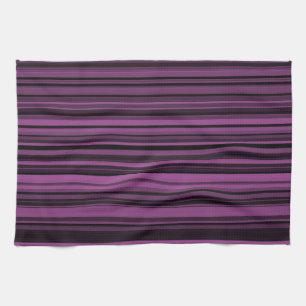 Abstract Purple Black Stripes Tea Towel