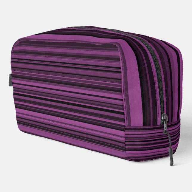 Abstract Purple Black Stripes Toiletry Bag (Right Corner)