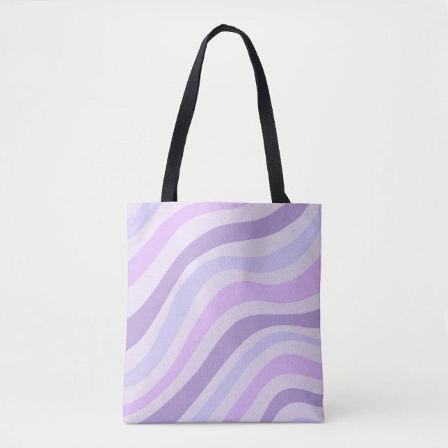 Abstract Purple Blue Groovy Stripe Liquid Pattern Tote Bag (Front)