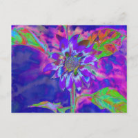 Abstract purple blue sunflower | retro funky fun