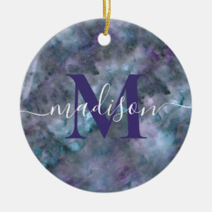 Abstract purple blue teal quartz marble granite   ceramic tree decoration
