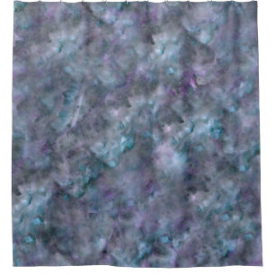 Abstract purple blue teal quartz marble granite   shower curtain