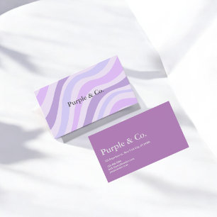 Abstract Purple Blue Wavy Stripe Modern Minimalist Business Card