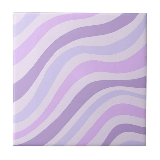Abstract Purple Blue Wavy Stripe Modern Tile (Front)