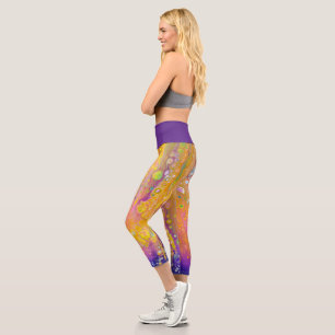 Abstract Purple Capri Leggings