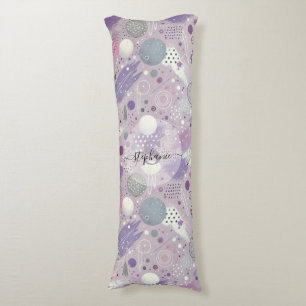 Abstract Purple Circles with Paint Strips Accents Body Cushion