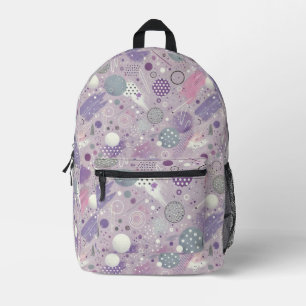 Abstract Purple Circles with Paint Strips Accents Printed Backpack