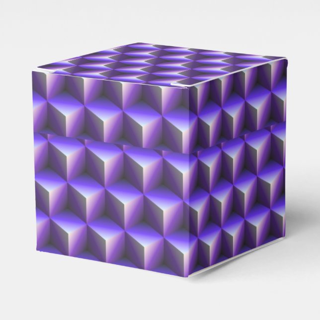 Abstract Purple Cube Block Pattern Favour Box (Front Side)