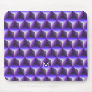 Abstract Purple Cube Block Pattern Mouse Mat