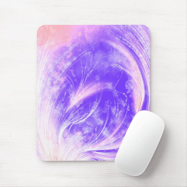 Abstract Purple Dandelions and fireflies  Mouse Mat (With Mouse)