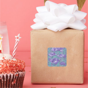 Abstract Purple Fish Personalised Birthday Sticker