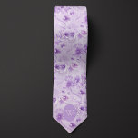 Abstract Purple Floral Monogram Tie<br><div class="desc">Make a bold statement with our Abstract Purple Floral Monogram Neck Tie. The unique combination of abstract design and purple is perfect for a modern wedding. Explore our matching socks to complete your look.</div>
