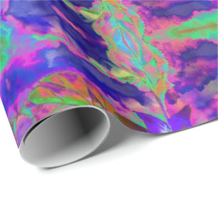 Abstract purple floral watercolor sunflowers wrapping paper