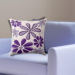 Abstract Purple Flower Doodle Cushion