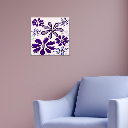 Abstract Purple Flower Doodle Poster