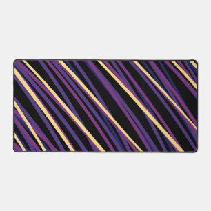 Abstract Purple & Gold Diagonal Waves Desk Mat