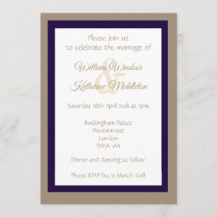Abstract purple gold double sided Wedding Invite