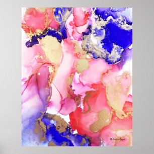 Abstract Purple Gold Metallic Pink Swirls Poster